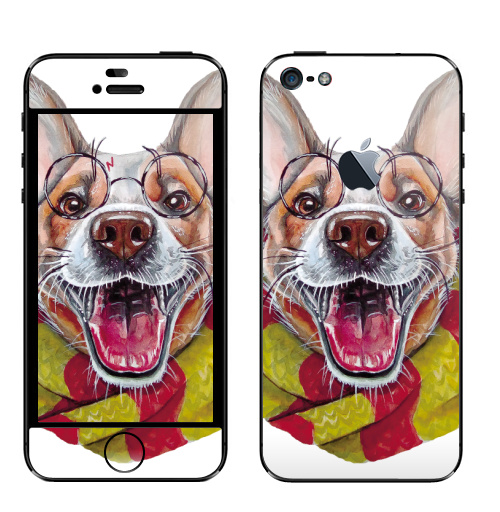 Наклейка на Телефон Apple iPhone 5 с яблоком Гарри Дог Плоттер,  купить в Москве – интернет-магазин Allskins, крутые животные, Гарри, собаки