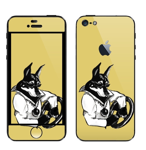 Наклейка на Телефон Apple iPhone 5 с яблоком Крутыш ,  купить в Москве – интернет-магазин Allskins, собаки, черно-белое, персонажи, dog, cool
