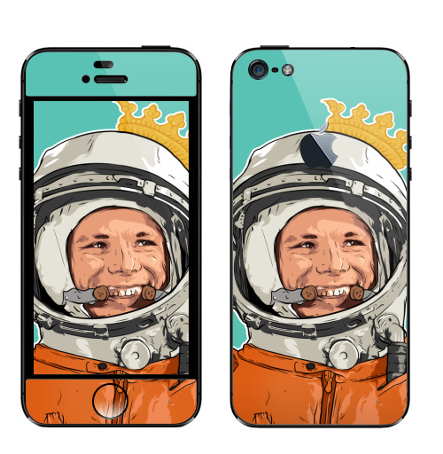 Наклейка на Телефон Apple iPhone 5 с яблоком Гагарин,  купить в Москве – интернет-магазин Allskins, космос, космонавтика