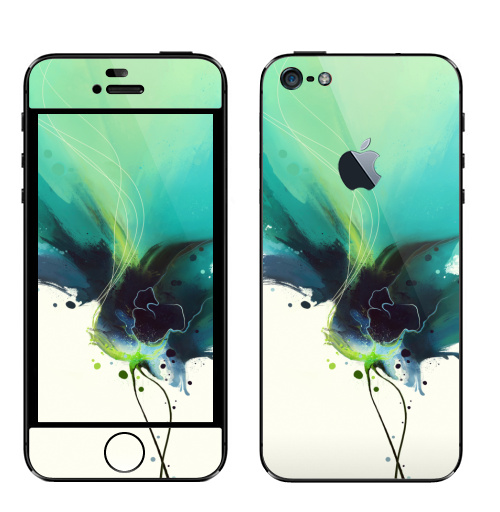 Наклейка на Телефон Apple iPhone 5 с яблоком Абстрактное растение,  купить в Москве – интернет-магазин Allskins, абстракция, лес, флора, искусство, рисунки, акварель, брызги, краски, цветы