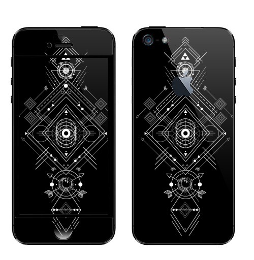 Наклейка на Телефон Apple iPhone 5 с яблоком Мистическая геометрия,  купить в Москве – интернет-магазин Allskins, монохром, мистический, геометрический, геометрия, фигуры