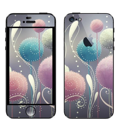 Наклейка на Телефон Apple iPhone 5 с яблоком Пушистые,  купить в Москве – интернет-магазин Allskins, абстракция, мягкий, иллюстация, элементы, яркий, мило, нежно, цветы, растение, природа