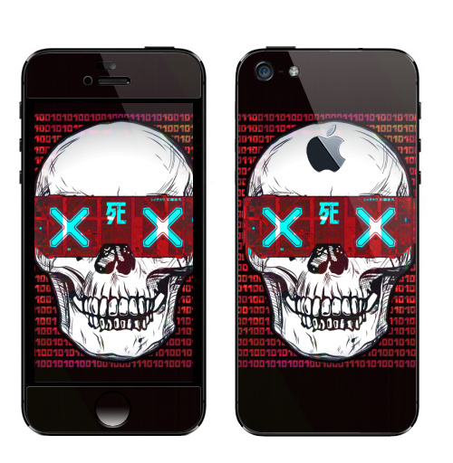 Наклейка на Телефон Apple iPhone 5 с яблоком Кибер смерть,  купить в Москве – интернет-магазин Allskins, киберпанк, череп, гики
