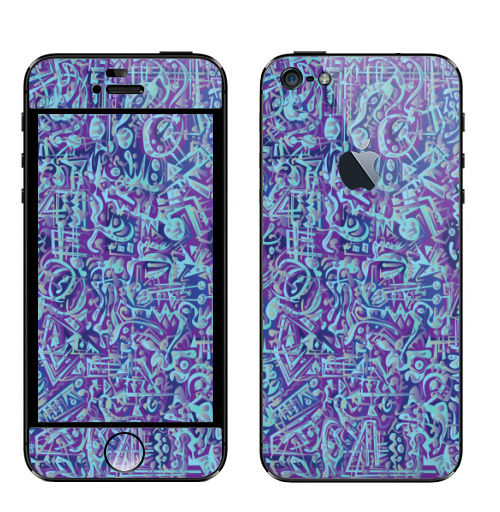 Наклейка на Телефон Apple iPhone 5 с яблоком В мирских вещах,  купить в Москве – интернет-магазин Allskins, абстракция, абстрация, текстура, голубой, фиолетовый