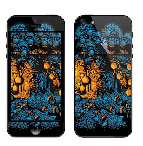 Наклейка на Телефон Apple iPhone 5 с яблоком «Бессонница»,  купить в Москве – интернет-магазин Allskins, военные, звёзды и войны, темный, синий, бессонница, овцы, дартаньян, оранжевый, желтый, голубой, 300 Лучших работ