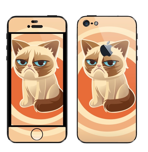 Наклейка на Телефон Apple iPhone 5 с яблоком Сурове, грустне, котячне,  купить в Москве – интернет-магазин Allskins, милые животные, 300 Лучших работ, любовь, кошка, персонажи, женские