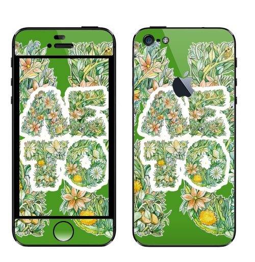 Наклейка на Телефон Apple iPhone 5 с яблоком ЛЕТО,  купить в Москве – интернет-магазин Allskins, летнее, каникулы, радость, лето, лес, настроение, цветы, надписи