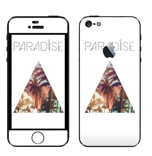 Наклейка на Телефон Apple iPhone 5 с яблоком Paradise,  купить в Москве – интернет-магазин Allskins, треугольник, абстракция, природа, рай, хипстер, пальмы, текстура