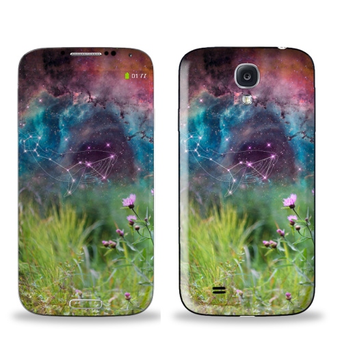 Наклейка на Телефон Samsung Galaxy S4 (i9500) Сон про кита и васильки,  купить в Москве – интернет-магазин Allskins, сон, васильки, фантазия, мечта, природа, галактика, цветы, киты, космос