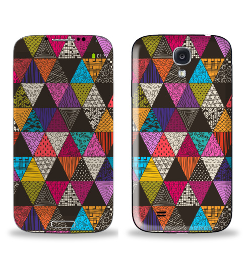 Наклейка на Телефон Samsung Galaxy S4 (i9500) Пестрые треугольники,  купить в Москве – интернет-магазин Allskins, рисунки, роспись, яркий, треугольники, паттерн, узор, графика, абстракция