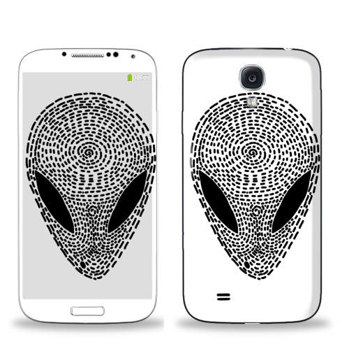 Наклейка на Телефон Samsung Galaxy S4 (i9500) УФО БЛЭК,  купить в Москве – интернет-магазин Allskins, одноцветный, инопланетяне, графика, космос, черно-белое
