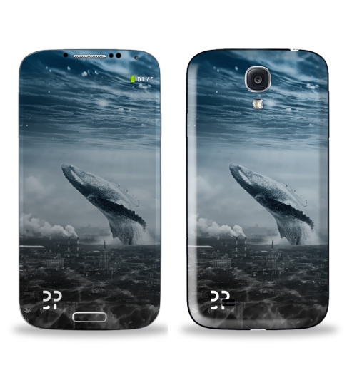 Наклейка на Телефон Samsung Galaxy S4 (i9500) Кит в мегаполисе,  купить в Москве – интернет-магазин Allskins, мегаполис, киты, эвентумпремо, футуризм, будущее