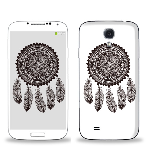 Наклейка на Телефон Samsung Galaxy S4 (i9500) Ловец снов 2,  купить в Москве – интернет-магазин Allskins, снов, ловец, черно-белое, этно, хиппи, паттерн, индия, индеец, коричневый