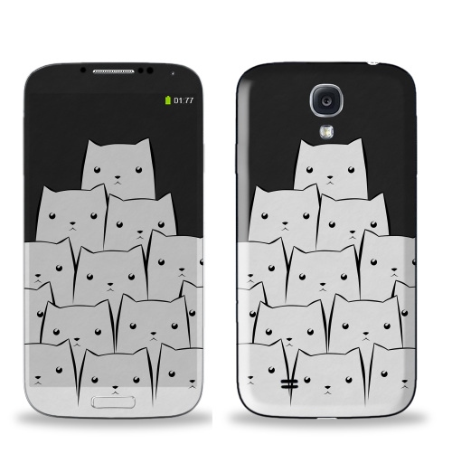 Наклейка на Телефон Samsung Galaxy S4 (i9500) White Cats,  купить в Москве – интернет-магазин Allskins, уши, черный, кошка, белый, животные, черно-белое, 300 Лучших работ