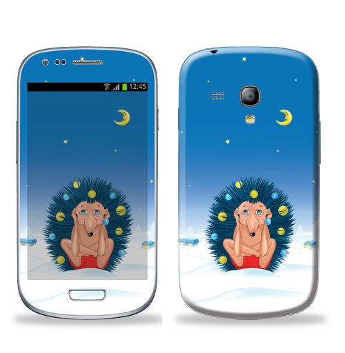 Наклейка на Телефон Samsung Galaxy S3 mini (i8190) Йогаёжиковая ёлка,  купить в Москве – интернет-магазин Allskins, прикол, зима, гики, ёлочные, новый год, ежик