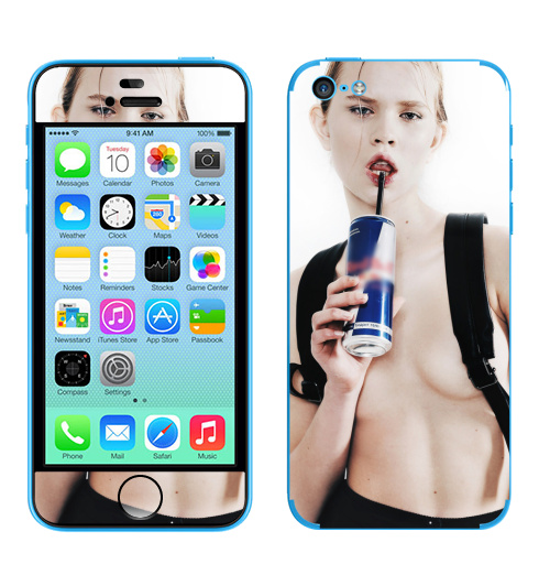 Наклейка на Телефон Apple iPhone 5C Девочка с трубочкой,  купить в Москве – интернет-магазин Allskins, модели, секс, фотография