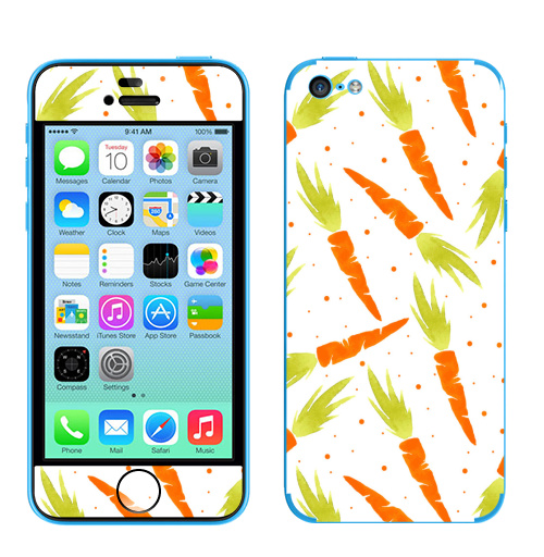 Наклейка на Телефон Apple iPhone 5C Морковный микс,  купить в Москве – интернет-магазин Allskins, паттерн, яркий, сочно, сочный, летний, детские, модный, белый, лето