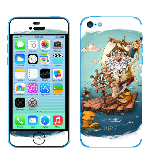 Наклейка на Телефон Apple iPhone 5C Главное - плыть вперед!,  купить в Москве – интернет-магазин Allskins, пират, морская, плот, оптимизм, персонажи, борода