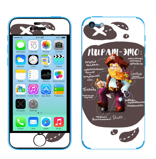 Наклейка на Телефон Apple iPhone 5C Пират-это:,  купить в Москве – интернет-магазин Allskins, надписи, птицы, пиратэто, борода, персонажи, морская, пират