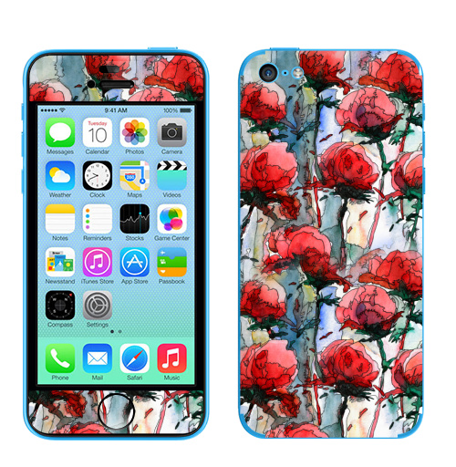 Наклейка на Телефон Apple iPhone 5C Розы,  купить в Москве – интернет-магазин Allskins, графика, иллюстрации, композиция, цветы, фантазия, счастье