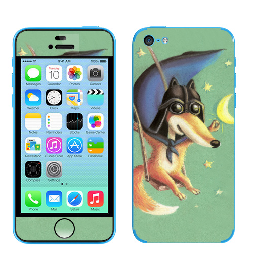 Наклейка на Телефон Apple iPhone 5C Дарт Лис,  купить в Москве – интернет-магазин Allskins, крутые животные, лиса, космос, месяц, звезда, Дарт Вейдер
