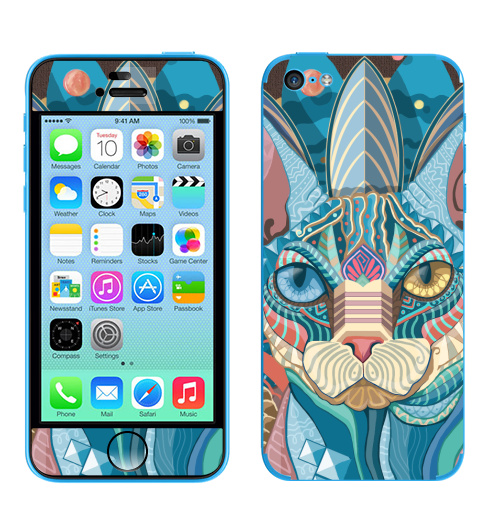Наклейка на Телефон Apple iPhone 5C Немного Мехикано Космо котЭ,  купить в Москве – интернет-магазин Allskins, милые животные, космос, оригинально, животные, графика, кошка, Сфинкс