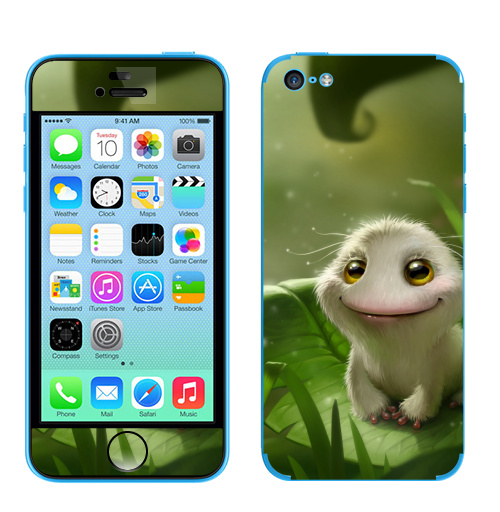 Наклейка на Телефон Apple iPhone 5C Лягушка выздоровела,  купить в Москве – интернет-магазин Allskins, милые животные, лягушка, белая, пушистая, животные, глаз, мило, красота, реализм, выздоровела