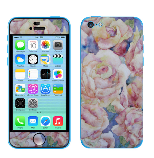 Наклейка на Телефон Apple iPhone 5C Розы. декор три,  купить в Москве – интернет-магазин Allskins, акварель, плакат, цветы, нежно, розовый, пастельные, тона, красота