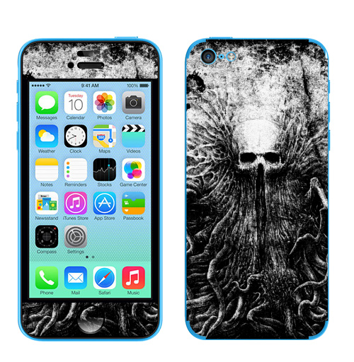 Наклейка на Телефон Apple iPhone 5C Lovecraftian,  купить в Москве – интернет-магазин Allskins, череп, щупальца, тентакли, графика, хэллоуин, смерть