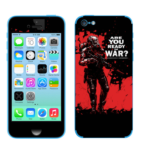 Наклейка на Телефон Apple iPhone 5C Солдат смерти ,  купить в Москве – интернет-магазин Allskins, военные, солдаты, оружие, красный, черный, смерть, череп