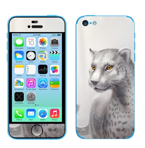 Наклейка на Телефон Apple iPhone 5C Серый леопард,  купить в Москве – интернет-магазин Allskins, леопард, гепард, кошка, серый, клякса, глаз