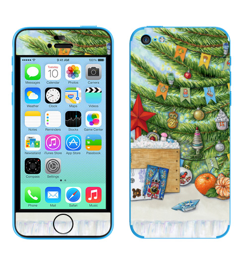 Наклейка на Телефон Apple iPhone 5C Новый год из детства,  купить в Москве – интернет-магазин Allskins, новый год, детские, СССР, гики, подарки, гирлянда, мандарин, магия