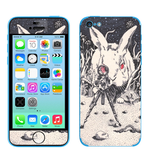 Наклейка на Телефон Apple iPhone 5C Злая Зая,  купить в Москве – интернет-магазин Allskins, кролики, зайяц, злой_пушистик, пушистый, хэллоуин