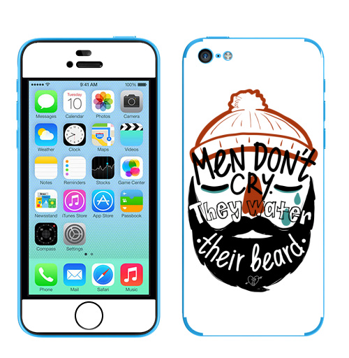 Наклейка на Телефон Apple iPhone 5C Мужчины не плачут,  купить в Москве – интернет-магазин Allskins, мужские, борода, усы