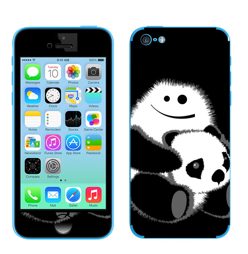 Наклейка на Телефон Apple iPhone 5C Привет!,  купить в Москве – интернет-магазин Allskins, панда, безбашенная, белый, черный, 300 Лучших работ