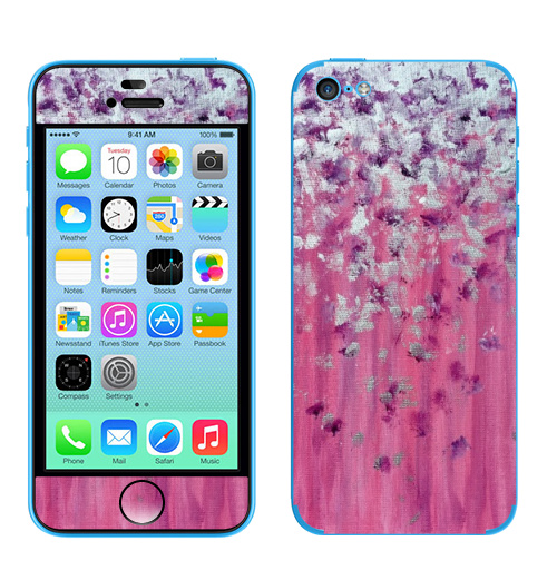 Наклейка на Телефон Apple iPhone 5C Цвет настроения розовый,  купить в Москве – интернет-магазин Allskins, женский, розовый, 8 марта, женственно, серебро, серебряные, фиолетовый, живопись, акрил