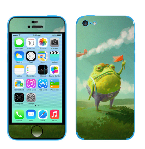 Наклейка на Телефон Apple iPhone 5C Мистер Жаба,  купить в Москве – интернет-магазин Allskins, милые животные, небо, цвет, детские, лягушка