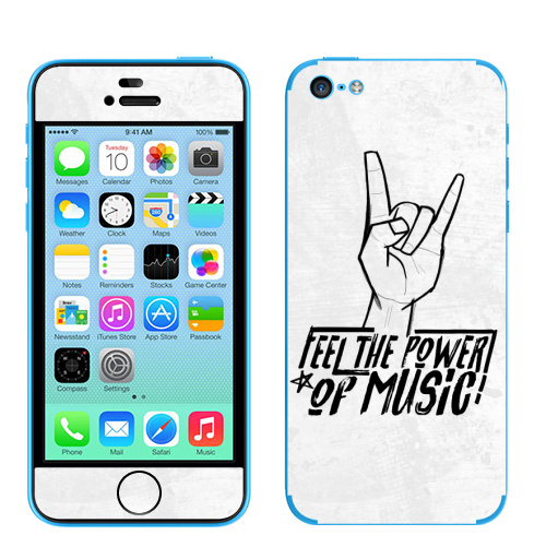 Наклейка на Телефон Apple iPhone 5C Feel the power of music,  купить в Москве – интернет-магазин Allskins, музыка, rock, панк, Англия