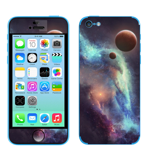 Наклейка на Телефон Apple iPhone 5C Красные планеты,  купить в Москве – интернет-магазин Allskins, космос, земля, туманность, звезда, небо, галактика, фантастика, паттерн, искусство, концепт