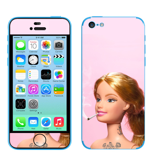 Наклейка на Телефон Apple iPhone 5C Барби повзрослела,  купить в Москве – интернет-магазин Allskins, прикол, барби, кукла, девушка, розовый, татуировки