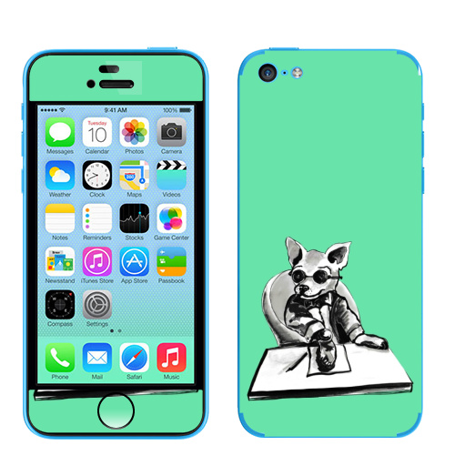 Наклейка на Телефон Apple iPhone 5C Маленький босс,  купить в Москве – интернет-магазин Allskins, cool, dog, персонажи, черно-белое, собаки, шеф, директор