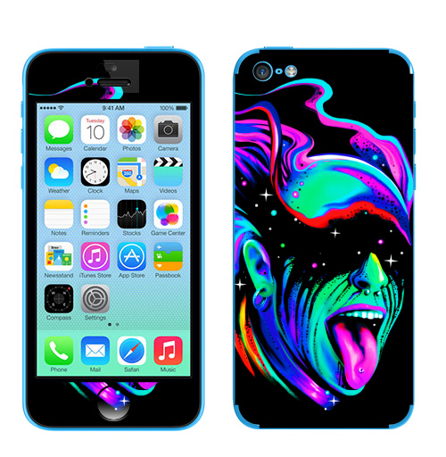 Наклейка на Телефон Apple iPhone 5C Электро галактика,  купить в Москве – интернет-магазин Allskins, звезда, гики, музыка, космос, галактика, цвет, черныйфон