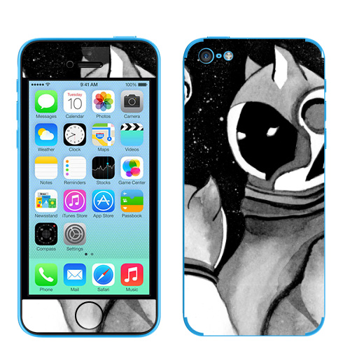 Наклейка на Телефон Apple iPhone 5C Коты в космосе,  купить в Москве – интернет-магазин Allskins, котята, кошка, космос, галактика, звезда