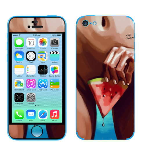 Наклейка на Телефон Apple iPhone 5C Сочное лето,  купить в Москве – интернет-магазин Allskins, секс, лето, морская, арбуз, сочно, яркий