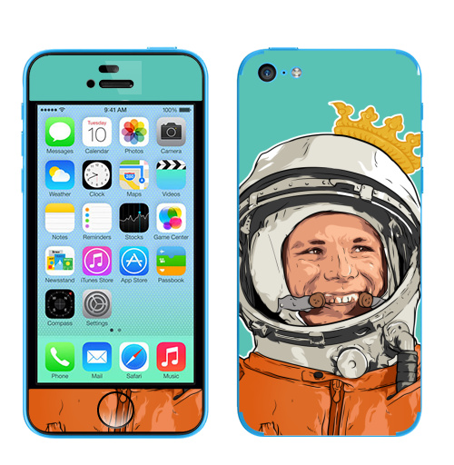 Наклейка на Телефон Apple iPhone 5C Гагарин,  купить в Москве – интернет-магазин Allskins, космос, космонавтика
