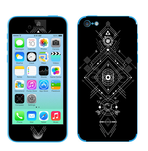 Наклейка на Телефон Apple iPhone 5C Мистическая геометрия,  купить в Москве – интернет-магазин Allskins, монохром, мистический, геометрический, геометрия, фигуры