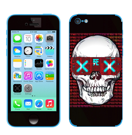 Наклейка на Телефон Apple iPhone 5C Кибер смерть,  купить в Москве – интернет-магазин Allskins, киберпанк, череп, гики