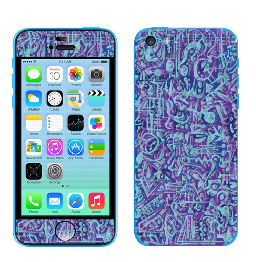 Наклейка на Телефон Apple iPhone 5C В мирских вещах,  купить в Москве – интернет-магазин Allskins, абстракция, абстрация, текстура, голубой, фиолетовый