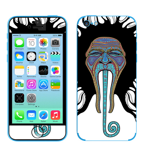 Наклейка на Телефон Apple iPhone 5C Варган,  купить в Москве – интернет-магазин Allskins, черный, музыка, флюро, психоделика, голубой, 300 Лучших работ