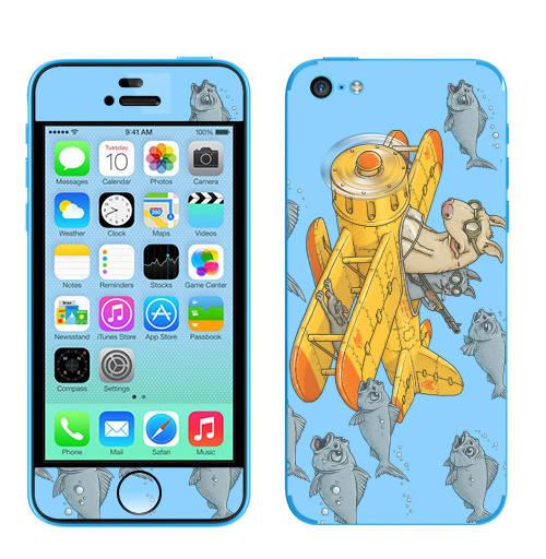 Наклейка на Телефон Apple iPhone 5C Мэт и Шитцу на охоте,  купить в Москве – интернет-магазин Allskins, милые животные, желтый, мужик, дробовик, военные, охота, кошка, рыба, животные, голубой